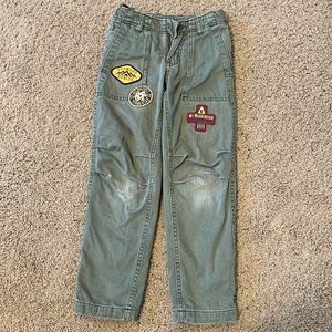 Land’s End Kids Flannel-lined Cargos with decorative patches  size 7 slim